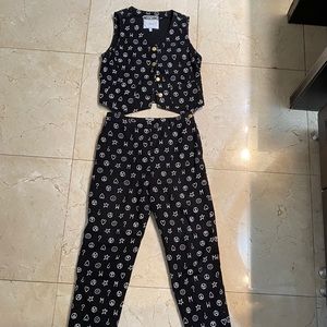 MOSCHINO SKINNY PANT & VEST SET, gold hardware☮️